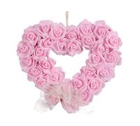 Sunmeit en Forma de CorazóN para el DíA de San ValentíN, Guirnalda Floral de Rosas, para Puerta para DecoracióN del DíA de San ValentíN, Rosa, 13,77 Pulgadas
