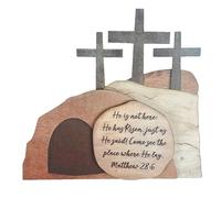 Sunmeit Escena de resurrección de Pascua, decoración de madera, decoración de Pascua Eid Al-Fitr de madera, decoración de belén