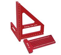 Sunmeit Kit cuadrado de carpintería de 2 piezas - Transportador cuadrado de carpintería multiángulo 3D y regla de escritura de agujero cuadrado en T