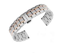 SUNMME 14 mm 16 mm 18 mm 22 mm 24 mm Correa de Acero Inoxidable Correa Correa Pulsera Correa Pulsera Hebilla de Mariposa Rose Goud Zilver (Color : Rose Goud Zilver, tamaño : 22mm)