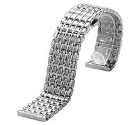 SUNMME 18/20/22 mm zilver Acero inoxidable 9 cuentas Correa de reloj Hebilla desplegable con botón Correa Pulsera Hombres Relojes Reemplazo (un color 20 mm)
