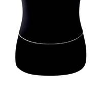 SUNMME Cinturón de plata para mujer, cadena para el cuerpo para mujer, cadena fina chapada en plata, cadena para la cintura, accesorios de joyería para el cuerpo (plata a)