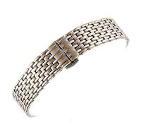SUNMME Correa de acero inoxidable Correa con hebilla de mariposa de doble botón para mujer Correa de acero inoxidable Accesorios para relojes para hombres (Estilo 4 22 mm)