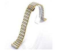 SUNMME Correa de acero inoxidable Correa con hebilla de mariposa de doble botón para mujer Correa de acero inoxidable Accesorios para relojes para hombres (Estilo 5 22 mm)