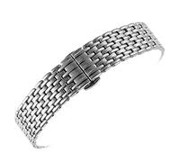 SUNMME Correa de acero inoxidable Correa con hebilla de mariposa de doble botón para mujer Correa de acero inoxidable Accesorios para relojes de hombre (Estilo 1 22 mm)