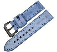 SUNMME Correa de Reloj Bruin Correa de Reloj de Cuero con Brida Vintage 22 mm 24 mm Pulsera de Reloj Accesorios de Correa de Reloj (Color: Blauw B, Tamaño: 24 mm)