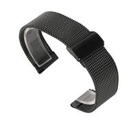 SUNMME Correa de reloj de acero inoxidable de malla de 18/20/0.866 in, color negro/dorado/rosa, hebilla de gancho de repuesto para reloj de hombre (color: negro, tamaño: 0.709 in)