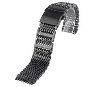 SUNMME Correa de reloj de acero inoxidable para hombre de 20 mm, 22 mm, 24 mm, correa de muñeca de malla de tiburón, pulsera de lujo, botón pulsador negro de repuesto (un color 20 mm)