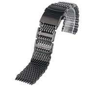 SUNMME Correa de reloj de acero inoxidable para hombre de 20 mm, 22 mm, 24 mm, correa de muñeca de malla de tiburón, pulsera de lujo, botón pulsador negro de repuesto (un color 24 mm)