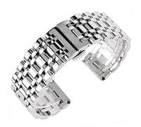 SUNMME Correa de reloj de lujo plateada de 20/22/24 mm para hombres y mujeres, correa de reloj de acero inoxidable, repuesto de pulsera + 2 barras de resorte (un color 22 mm)