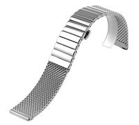 SUNMME Correa de reloj de malla de acero inoxidable macizo de 18 mm, 20 mm, 22 mm, 24 mm, pulsera para hombre, pulsera deportiva, correa de reloj plateada, reemplazo de reloj (tamaño: 22 mm), 91218