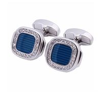 SUNMME Gemelos de hombre con caja de regalo, esmalte abrillantador marrón tono negro, vestido de esmoquin para camisa francesa de trabajo (color: plata, tamaño: 16 x 14 mm) (plata 16 x 14 mm)