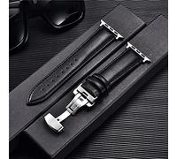 SUNMME Pulsera de Cuero Genuino para Correas de Reloj de 42 mm, 38 mm, 40 mm y 44 mm con Hebilla (Color: Negro, 2 tamaños o 40 mm)