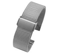 SUNMME Pulsera de Reloj Correa de Tejido de Malla de Acero Inoxidable 20 22 24 m Correa de Reloj con Hebilla Plegable (Color: 04 zilver, Tamaño: 20 mm)
