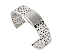 SUNMME Zilver Cierre plegable con correa de acero inoxidable hueca de 18/20/22 mm, con cinturón de seguridad, hombres, mujeres, pulsera de repuesto para reloj (tamaño: 22 mm)