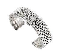 SUNMME Zilver/zwart Correa de reloj de acero inoxidable de 0.866 in, cierre plegable con correa de seguridad sólida para relojes de hombre, pulsera de repuesto (color: plata, tamaño: 0.866 in)