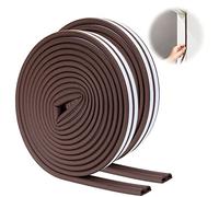 SUNMON Burlete Puerta Entrada, Tiras de Sellado para Puertas Ventanas Tipo D, EPDM Marrón para Marcos de Puertas y ventanas (2 Rollos, 4 Tiras por Rollo, 10 mm x 4 Metros)