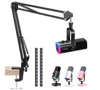 SUNMON compatible con Fifine AM8 Boom Arm - Brazo de metal para micrófono, brazo de brazo con adaptador de 3/8 a 5/8 pulgadas, soporte de micrófono K688 con funda de cable