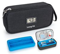 SUNMON Funda de viaje para viales y bolígrafo, bolsa aislante de transporte de insulina para diabéticos de larga duración, kit protector de botella pequeña con un ladrillo de hielo para mantener la