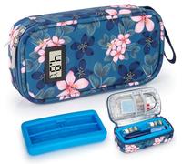 SUNMON Nevera Insulina Viaje, Estuche para Insulina con Pantalla de Temperatura, Pastillero de Viaje se Puede Refrigerar Durante 8-12 Horas (Magnolia)