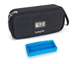 SUNMON Nevera Insulina Viaje, Estuche para Insulina con Pantalla de Temperatura, Pastillero de Viaje se Puede Refrigerar Durante 8-12 Horas (Negro)