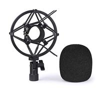 SUNMON Q2U - Soporte de micrófono con parabrisas de espuma para absorber vibraciones y ruido, filtro pop adecuado para micrófono dinámico Samson Q2U USB/XLR