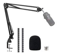 SUNMON SoloCast - Brazo Boom para HyperX, soporte de micrófono para HyperX SoloCast blanco, abrazadera de escritorio C actualizada, 2 bridas para cables, funda de micrófono compatible con SoloCast