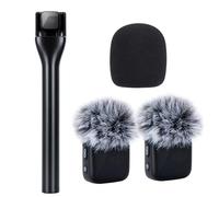 SUNMON Soporte de micrófono inalámbrico de mano para DJI Mic Mini con 2 filtros pop, soporte de micrófono de entrevista, adaptador de montaje de mano para DJI Mic Mini