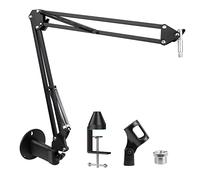 SUNMON Soporte de pared para micrófono y abrazadera de montaje de mesa de metal, soporte universal para micrófono compatible con HyperX QuadCast, Blue Yeti, Blue Snowball, Shure SM58