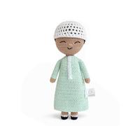 SunnaBee - Naim - Muñeca islámica desde el nacimiento - Muñeca musulmana tejida a mano con Kufi, carta personal y tarjeta de siembra vegetal - Regalo de Eid, Ramadán, Aqiqah o nacimiento