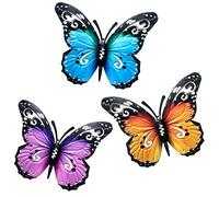 SUNNEKO 3 adornos de jardín de mariposa de metal grandes para exteriores, arte de pared de metal para decoración de jardín exterior, cobertizo, vallas, patio, colgar en la pared