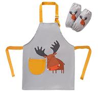 SUNNEKO delantal niño,delantal niña cocina 8 a 12 años delantal y gorro para niños Impermeable Infantil con Bolsillos para Niños Niñas Ajustable de Artista Chef Cocina Hornear Pintura Artesanía