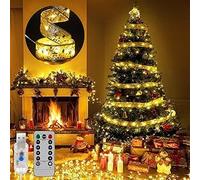SUNNEST Cinta de luz LED, 20M, 200 LED Blanco Cálido, con Control Remoto, USB, Impermeable, 8 Modos, Decoración Festiva para Christmas, San Valentín, Bodas, Dormitorio, Jardín, Interior y Exterior