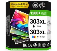 Sunnieink Cartuchos 303XL BK/CMY - 750/450+ Páginas, Reemplazo para Originale Tinta HP 303 Negro & Color, para HP Envy Inspire 7220e 7920e 7924e Envy Photo 6220 6230 6232 7120 7830 7930 Tango X