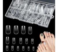 SUNNIFLY 150 Piezas de Uñas Postizas para Pies, 15 Tamaños Diferentes de Uñas Transparentes con Caja para Peluquería Femenina y Bricolaje