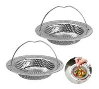 SUNNIFLY 2 Piezas Filtro Fregadero Cocina, Rejilla Desague Ducha, Acero Inoxidable Filtro Desague Fregadero con asa, Reutilizable (OD 11 cm x ID 8 cm x H 2 cm)