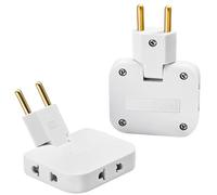 SUNNIFLY 2X Ladron Enchufes Plano, US-EU Enchufe Multiple, Enchufe Plano Multipared de 3 Tomas con Cabezal Giratorio de 180°