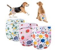 SUNNIFLY 3 Paquetes de Pañales Perro Hembra, Pañales para Mascotas Lavables y Reutilizables para Bragas de Celo, Incontinencia, Viajes Largos (Talla M)