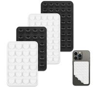 SUNNIFLY 4 Piezas Ventosa Movil Doble Cara, Antideslizante Soporte Movil Ventosa, Octobuddy, Montable sobre Cualquier Superficie Lisa (Negro+Blanco, 24 + 40)