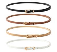 SUNNIFLY 4 x Cinturon Mujer，Cintourons de Mujer con Hebillas Plateadas, Cinturón de Vestido Vaquero Pu