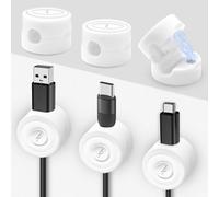 SUNNIFLY 6 Pack Clip Organizador Cables Magnética，Adecuado para Escritorios, Salas de Estar, Mesillas de Noche, Organizador de Cables Escritorio (Blanco)