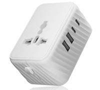 SUNNIFLY Adaptador Enchufe Universal, Adaptador de Viaje con 2 Puertos USB + 2 Puertos Tye-C para UE, Japón, EE.UU., Canadá, Australia y más de 224 Países