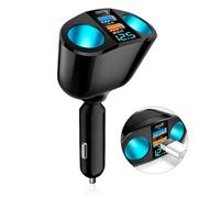 SUNNIFLY Cargador Mechero Coche, Adaptador Cargador de Coche Giratorio con 2 Puertos USB, 1 Conector USB-C y 2 Tomas de Mechero, Compatible con Coches de 12 V/24 V.