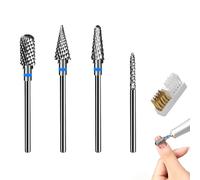 SUNNIFLY Fresas Torno para Uñas, 4 Piezas Nail Broca Unhas+Pincel, Profesional Nail Brocas para Uñas, ideal para Quitar Uñas de gel y Manicuras