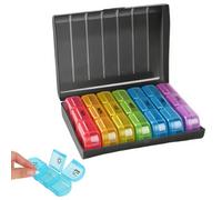 SUNNIFLY Pastillero Semanal, Pastillero Semanal 3 Tomas, 21 Compartimentos, Organización Precisa de Medicamentos, Portátil (Colorido)