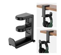 SUNNIFLY Soporte Auriculares Mesa, Soporte Auriculares Ajustable Clip de Mesa con Gancho Giratorio 360° para Todos los Objetos Colgables