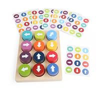 SunniMix Material Educativo Montessori Flecha de Madera emparejamiento Juego Rompecabezas Bloque reconocimiento de dirección Juguetes para niños Aprendizaje
