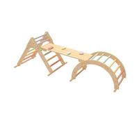 Sunny Charlie 3 en 1 estructura para trepar de madera Pastel | Triangulo para trepar / arco para trepar / Muro para trepar | Juguetes Montessori para ninos pequenos