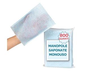 Sunny Day - 800x Esponjas Jabonosas Desechables - Toallitas Desechables en Forma de Guante para Detersión Y Higiene - Pacientes Inmovilizados, Adulto, Niño, Bebé y Camping