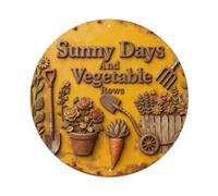 Sunny Days And Vegetable Rows - Placa de metal con texto en inglés